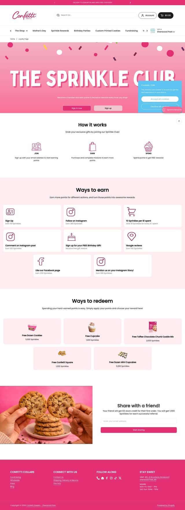 Confetti Sweets loyalty page