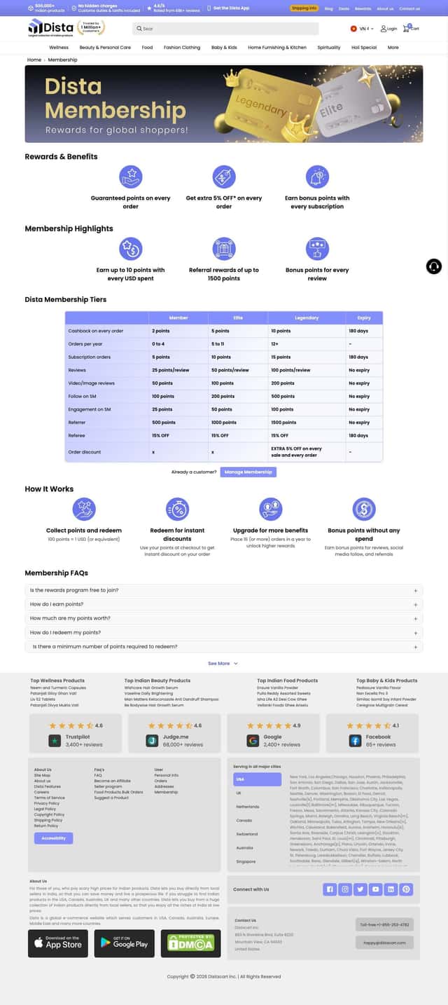 Distacart loyalty page