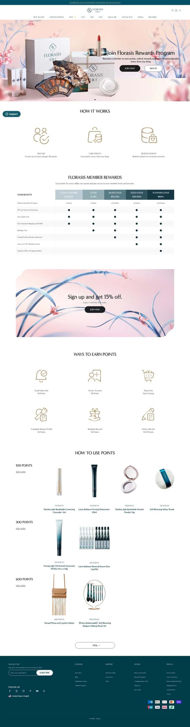 Florasis loyalty page