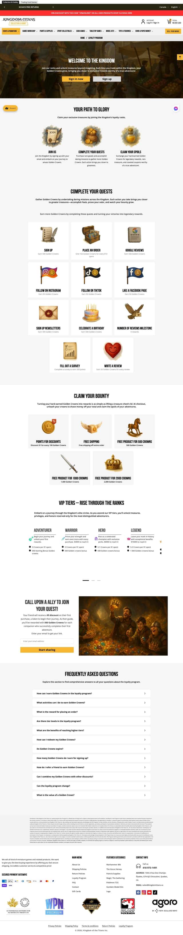 Kingdom Titans loyalty page