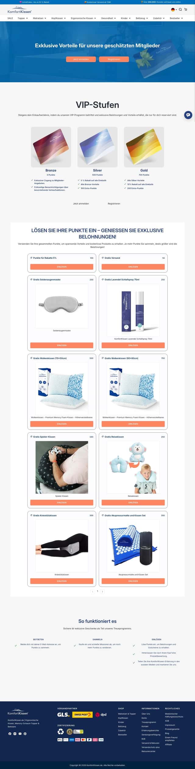 Komfortkissen loyalty page