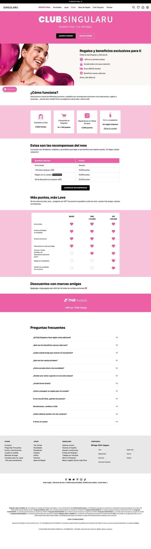 Singularu loyalty page