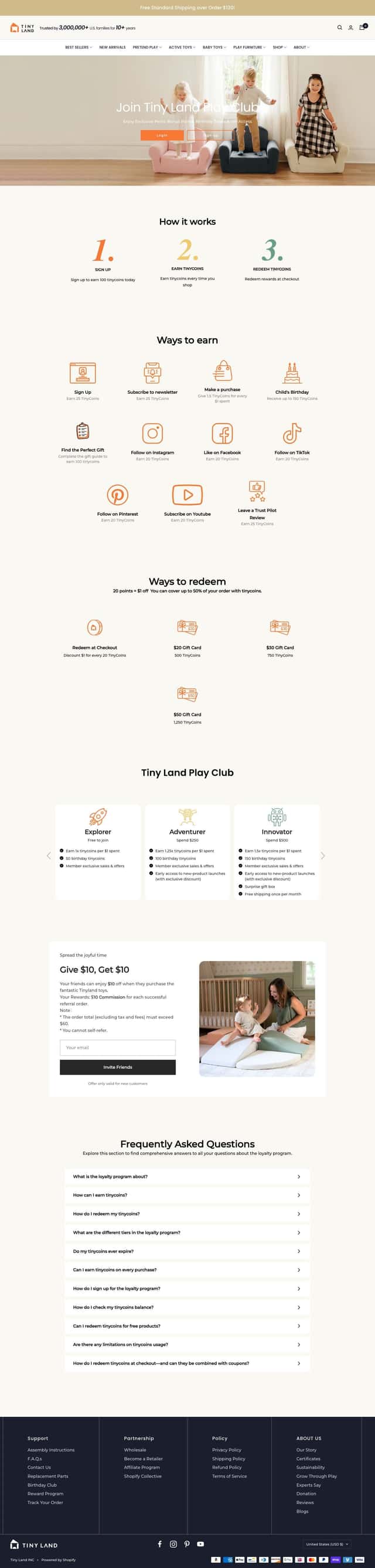 Tiny Land loyalty page