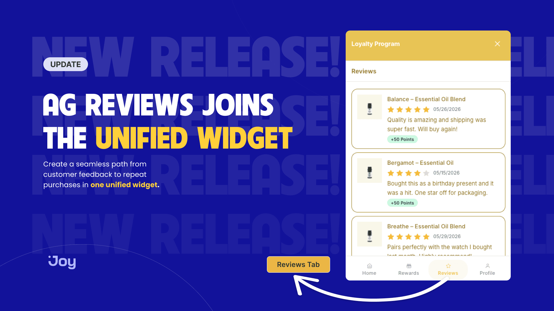 Joy × AG Product Reviews: Reward reviewers without splitting surfaces