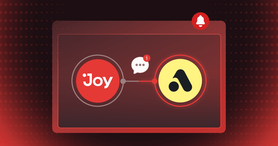 Joy and Attentive logos linked by a message bubble, a loyalty event turning into an SMS
