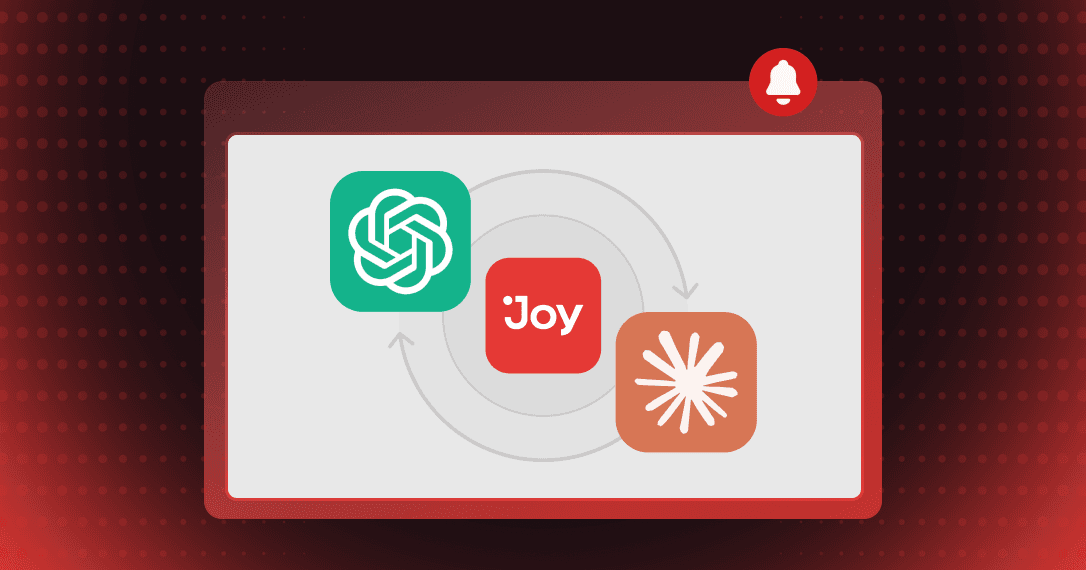 Joy logo between the ChatGPT and Claude logos, connected in a loop