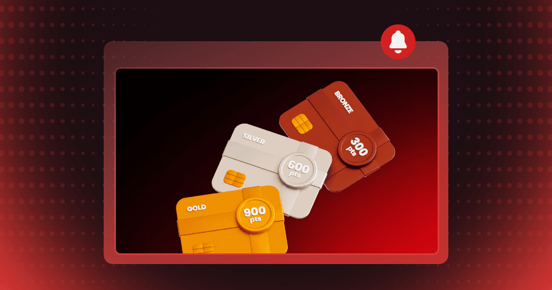 Bronze, Silver and Gold loyalty cards carrying 300, 600 and 900 points