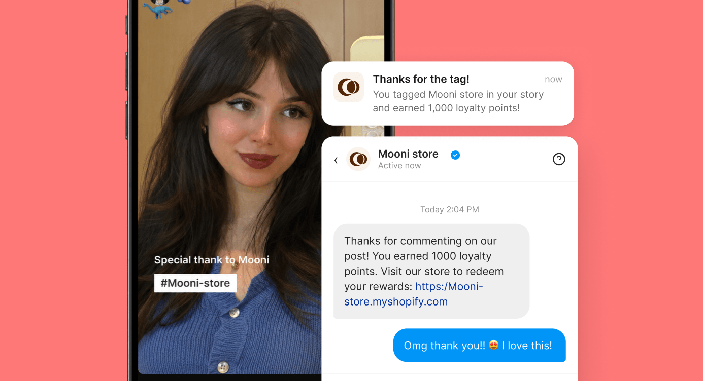 Joy social rewards in action — customers earning points for Instagram and TikTok actions