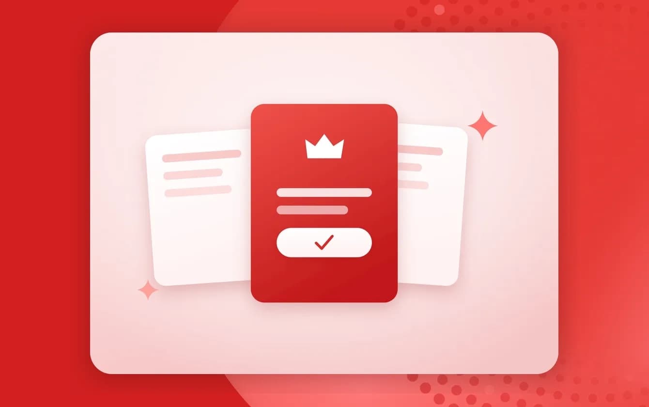 Three software cards with one highlighted, in the Joy illustration style