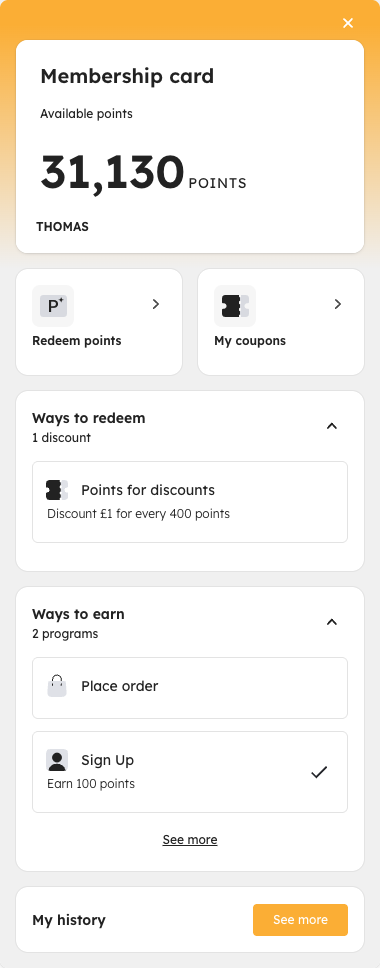 Joy loyalty widget live on The Game Collection store