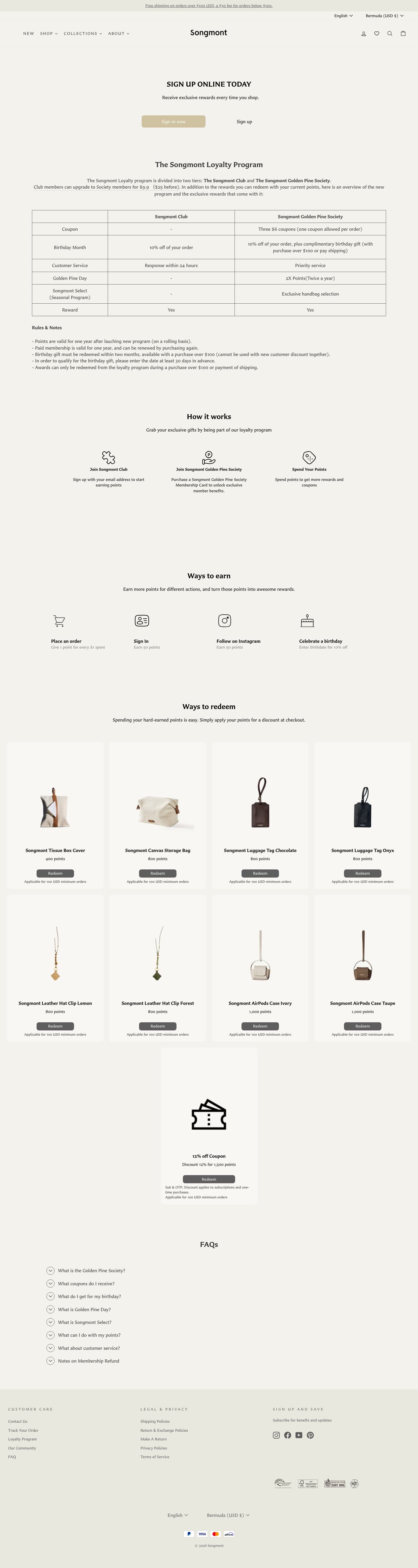 Songmont loyalty program