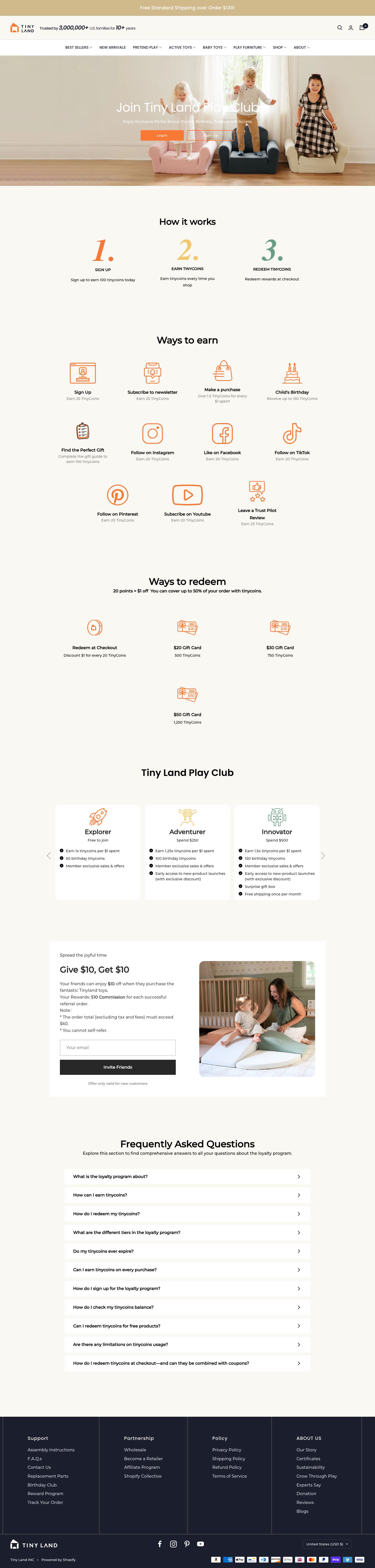 Tiny Land loyalty program